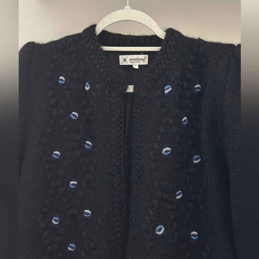 cute princess like puff sleeves black cardigan no front buttons sz  m